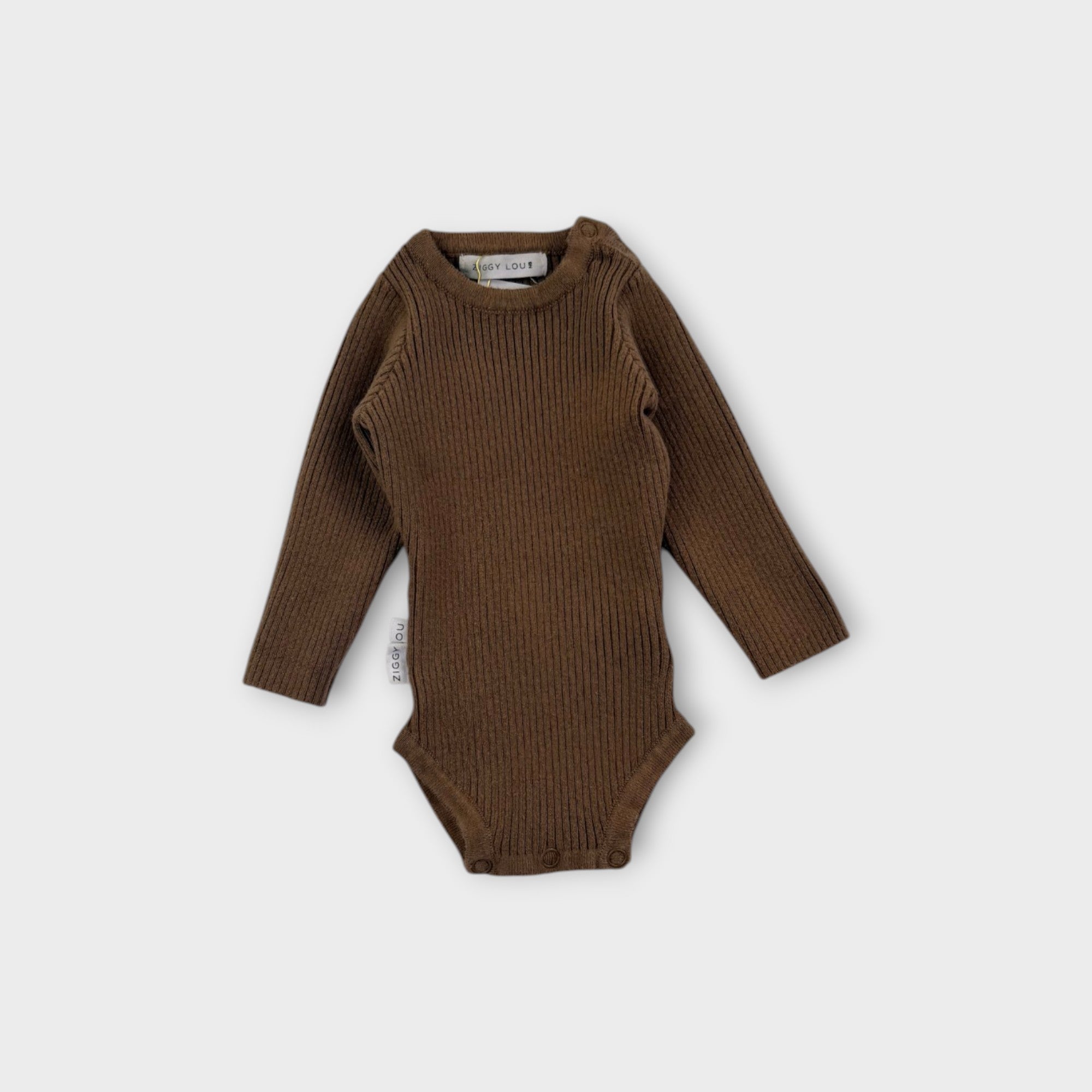 Ziggy Lou Brown Ribbed Bodysuit, Size 0000