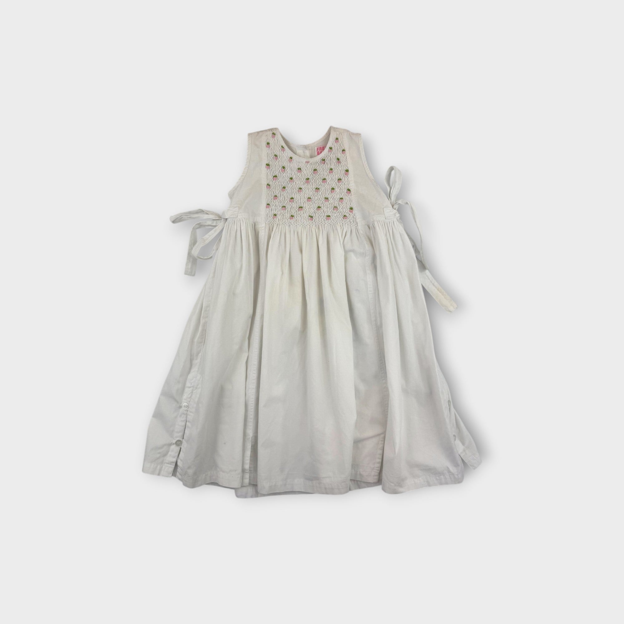 Vintage Fred Bare White Smocked Dress, Size 3