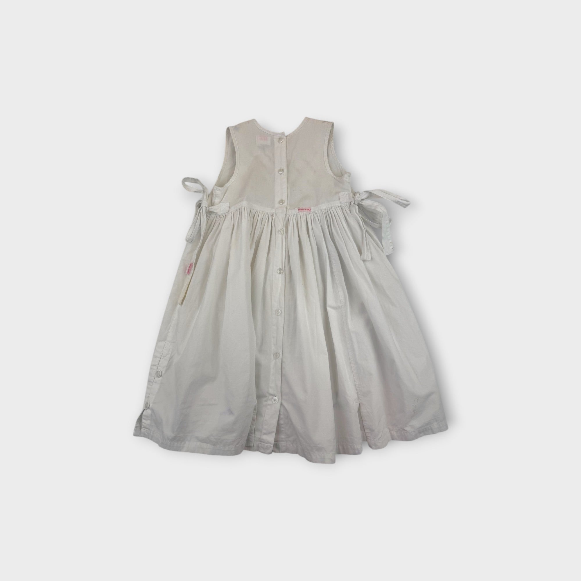 Vintage Fred Bare White Smocked Dress, Size 3