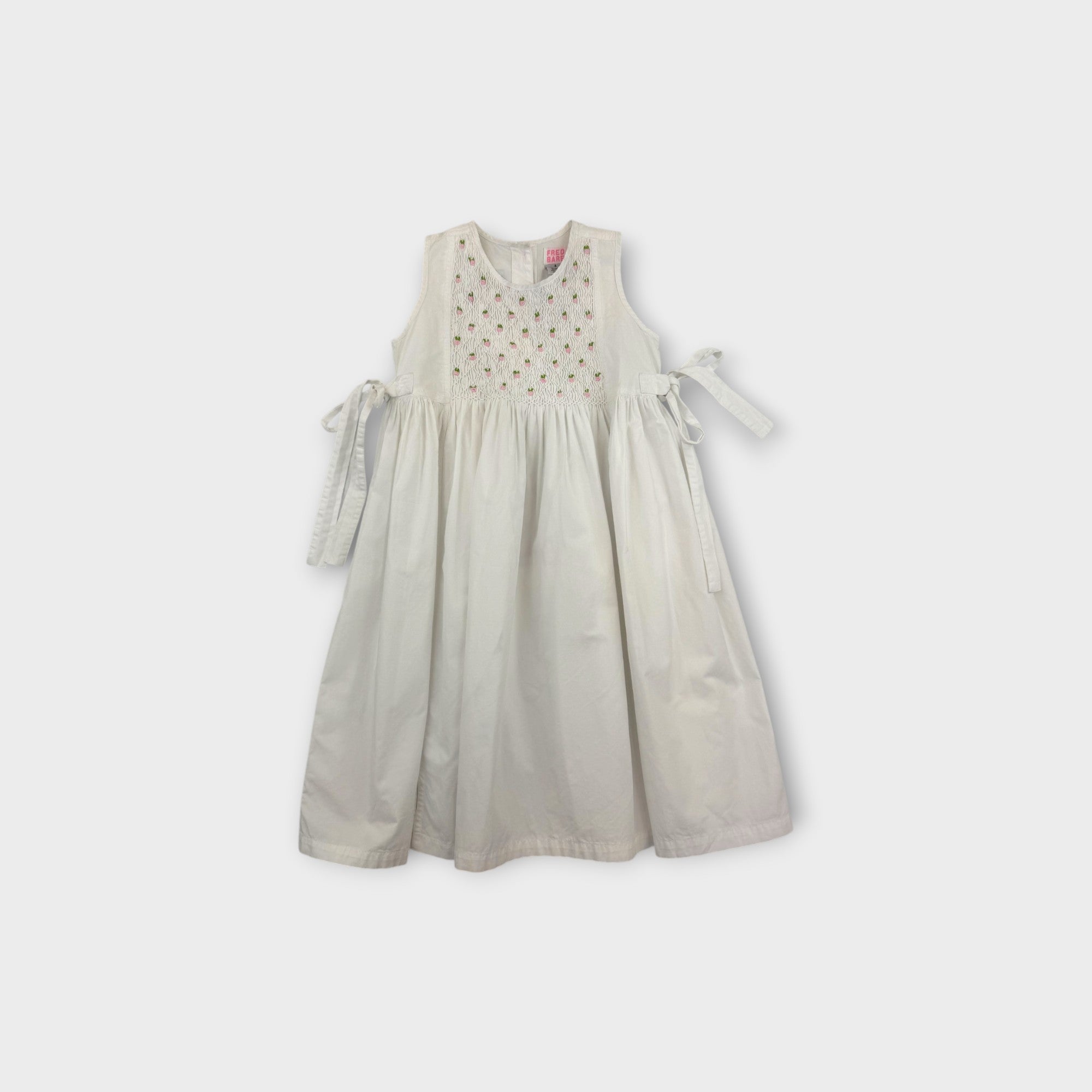 Vintage Fred Bare White Smocked Dress, Size 4