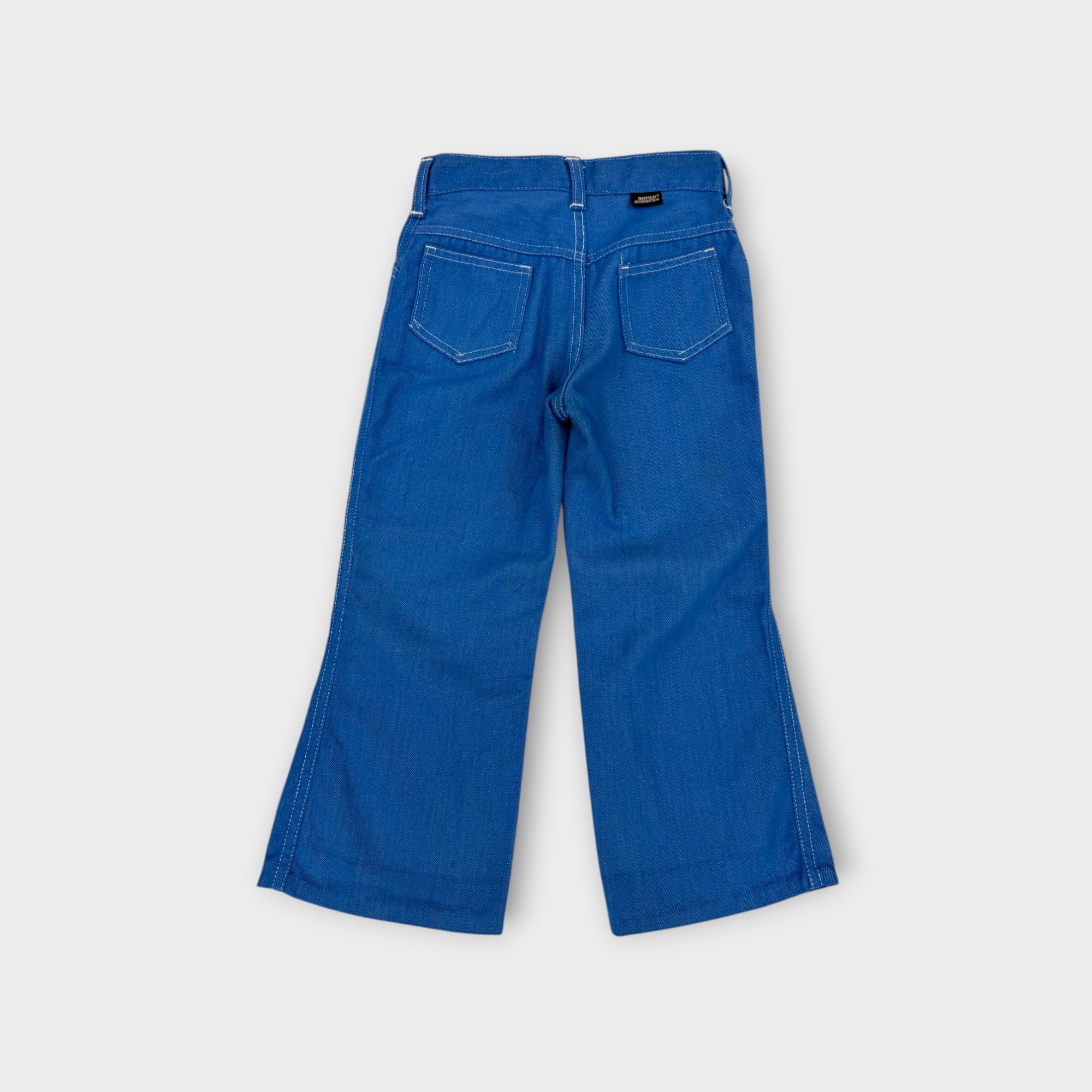 Vintage Blue Chambray Flare Pants, Size 6