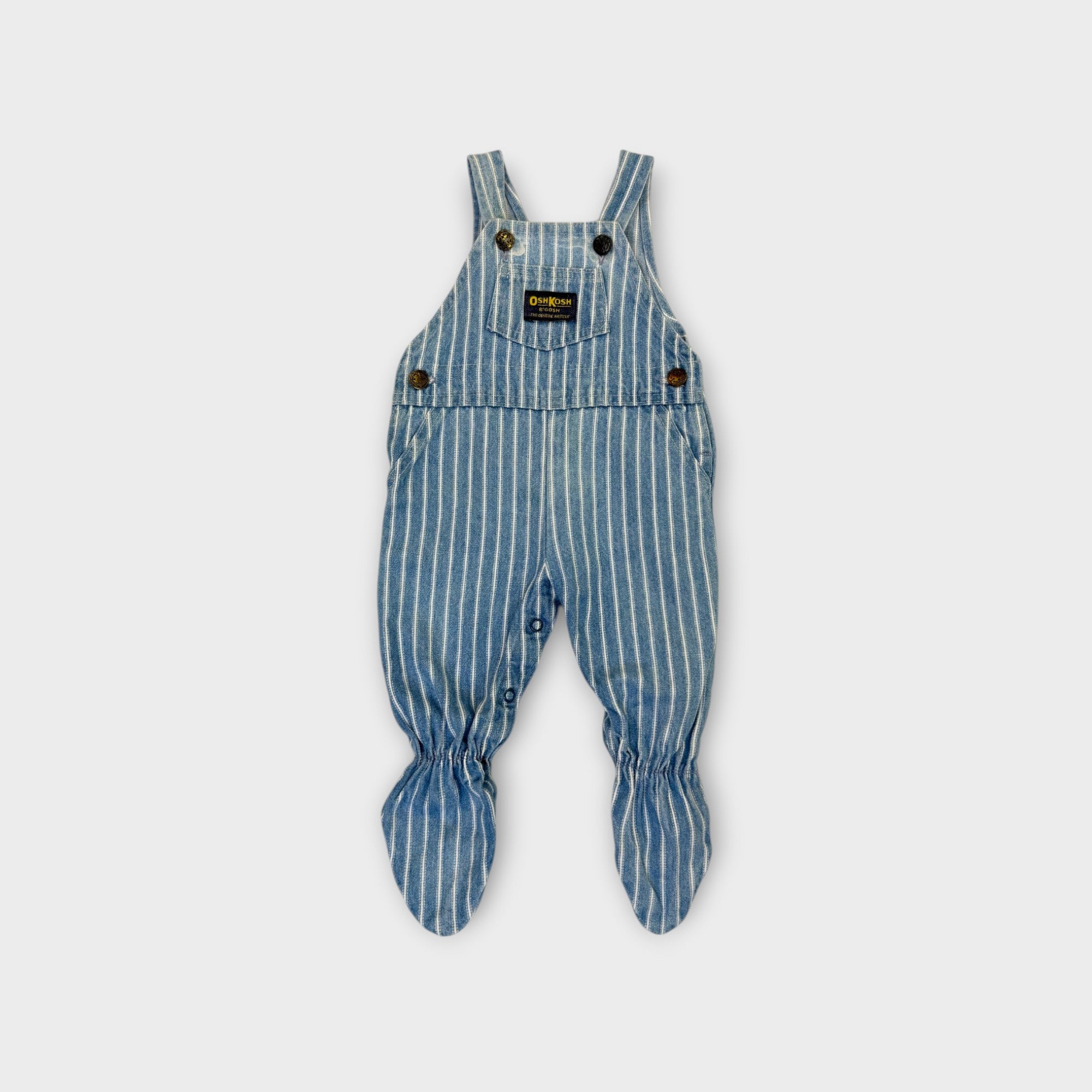 Vintage OshKosh B'Gosh Striped Footed Overalls, Size 00