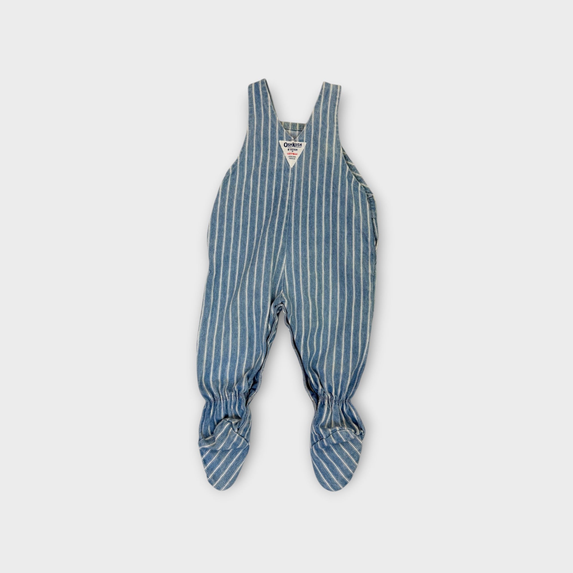 Vintage OshKosh B'Gosh Striped Footed Overalls, Size 00