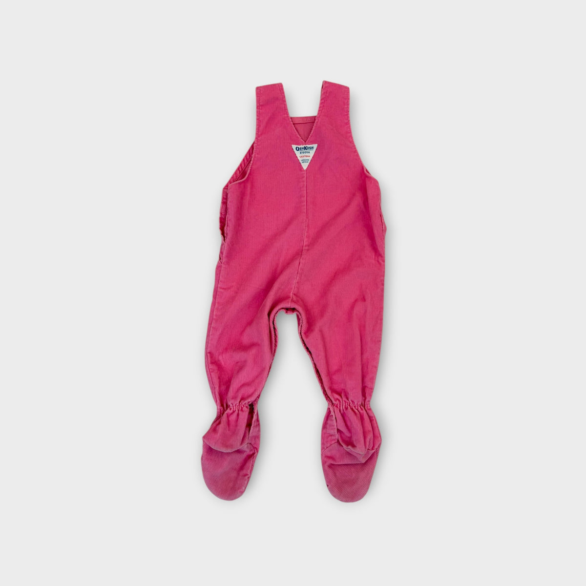 Vintage OshKosh B'Gosh Pink Corduroy Footed Overalls, Size 0
