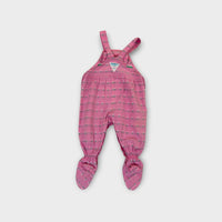 Vintage OshKosh Pink Flower Footed Overalls, Size 00