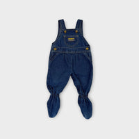 Vintage OshKosh B'Gosh Denim Footed Overalls, Size 00