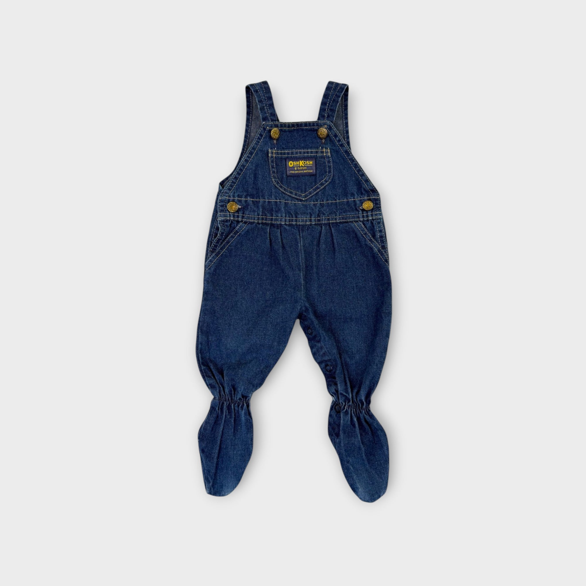 Vintage OshKosh B'Gosh Denim Footed Overalls, Size 00