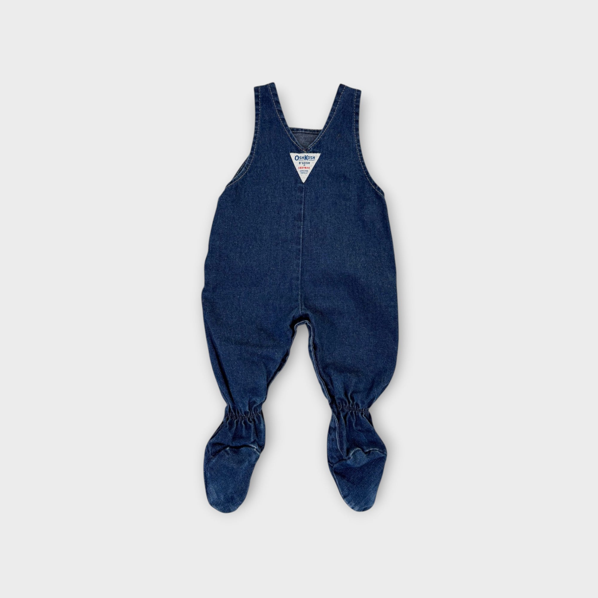 Vintage OshKosh B'Gosh Denim Footed Overalls, Size 00