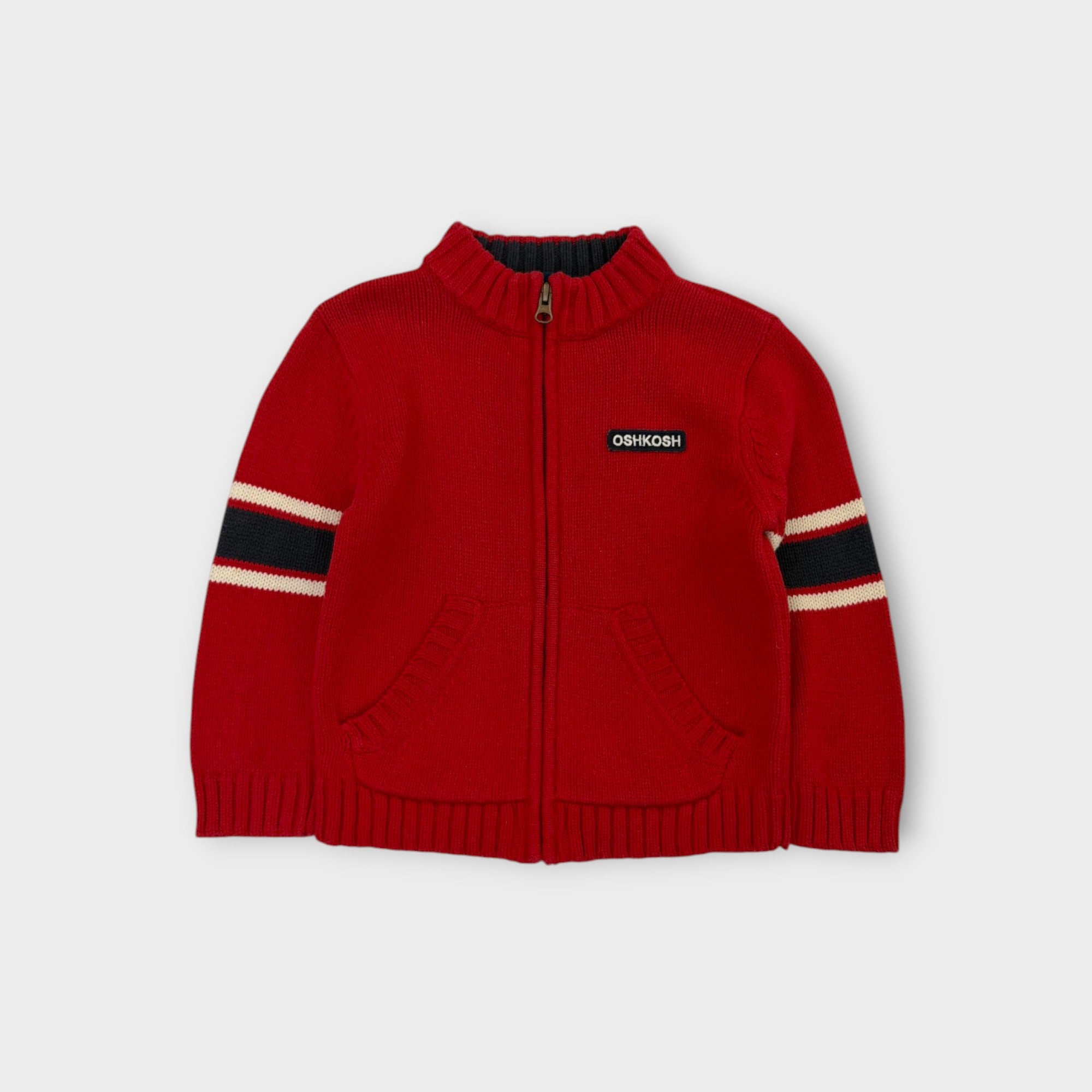 00s Oshkosh Zip Up Knit Cardigan, Size 4