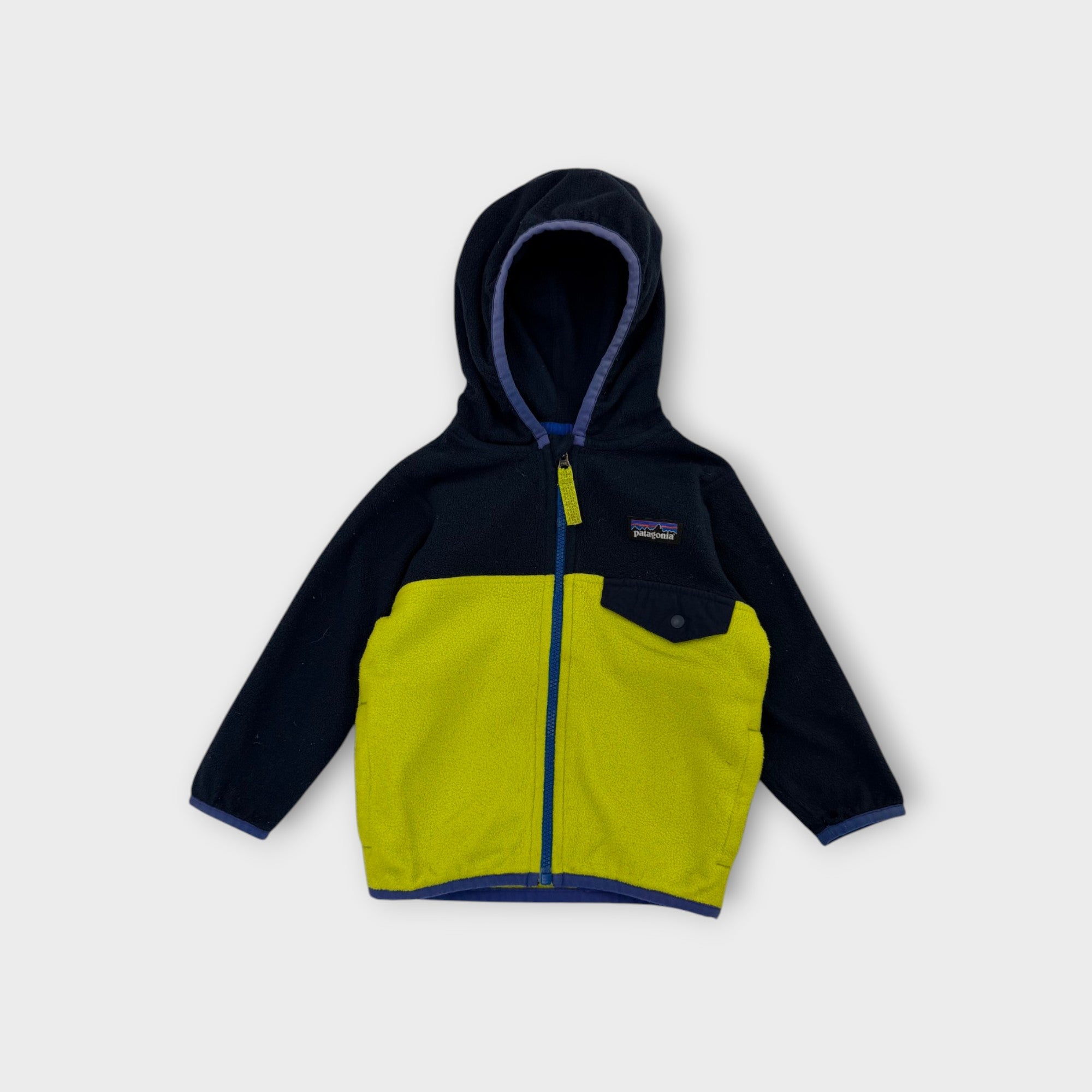 Patagonia Yellow & Navy Fleece Jacket, Size 0