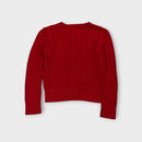 RL Red Cable Knit Cardigan, Size 4