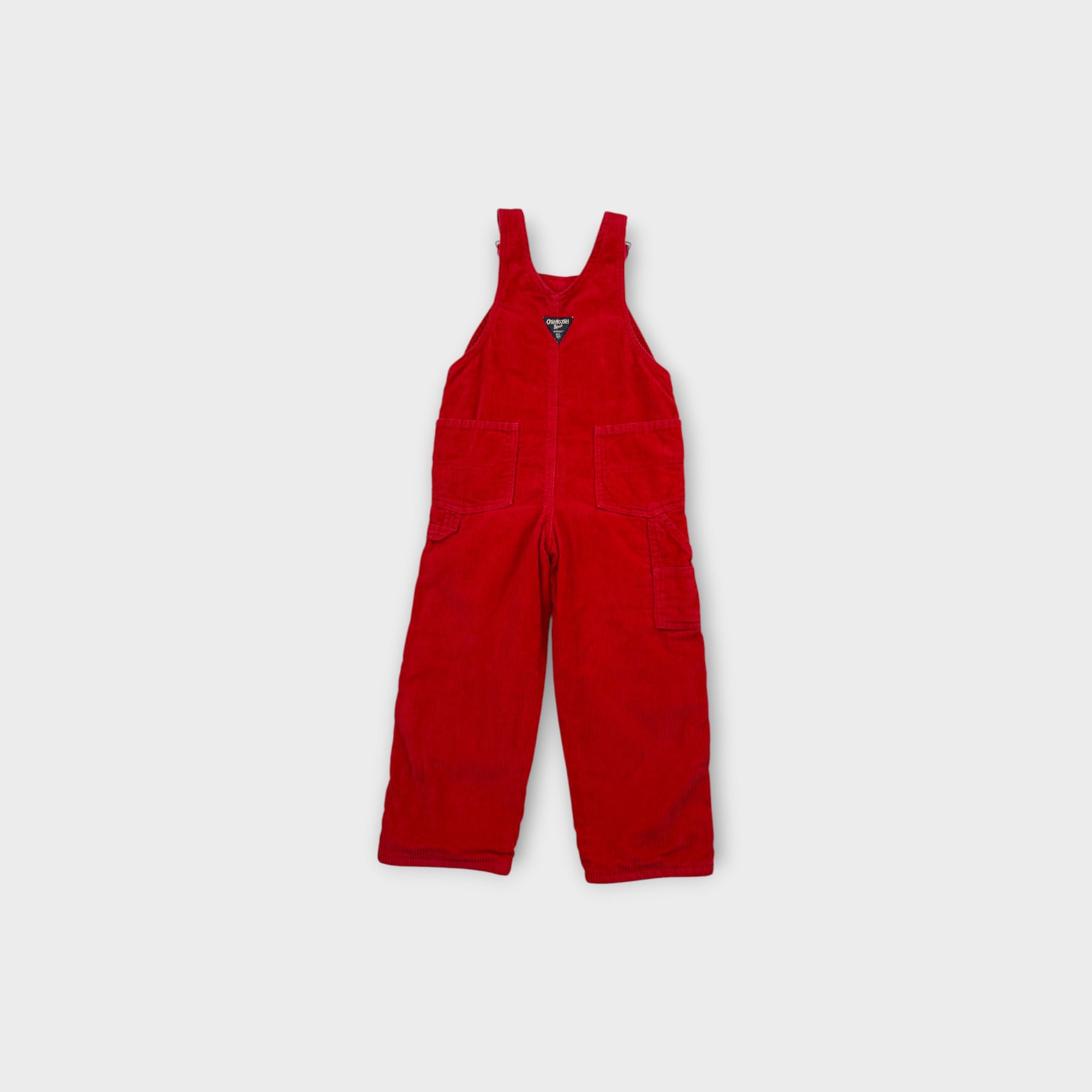 Retro OshKosh B'Gosh Red Corduroy Overalls, Size 4