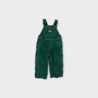 Retro OshKosh B'Gosh Lined Green Corduroy Overalls, Size 00