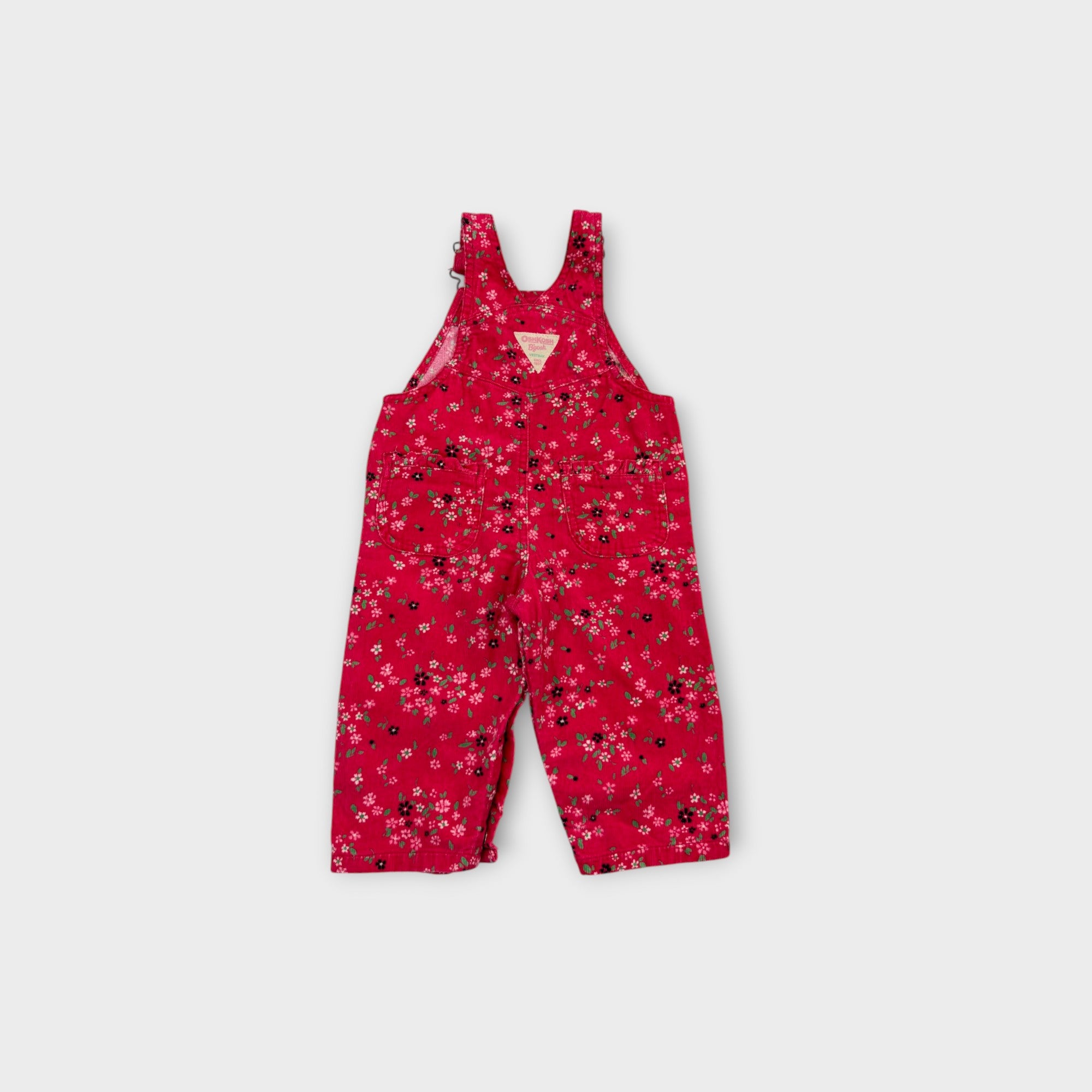 Vintage OshKosh B'Gosh Pink Floral Corduroy Overalls, Size 0