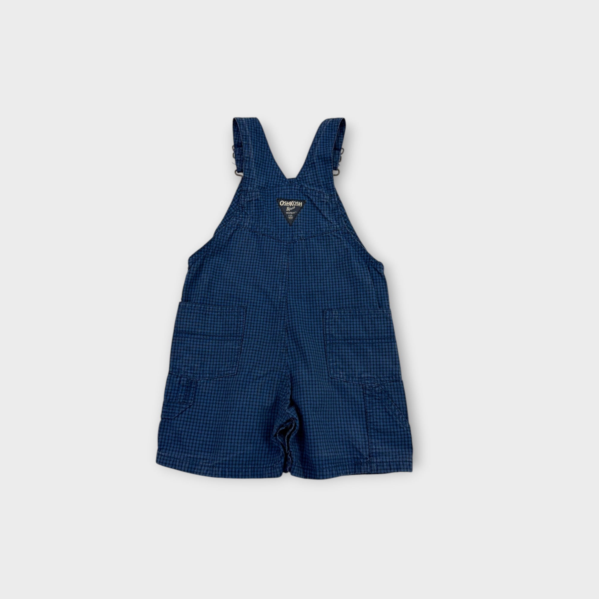Retro OshKosh B'Gosh Navy Check Shortalls, Sizen 1