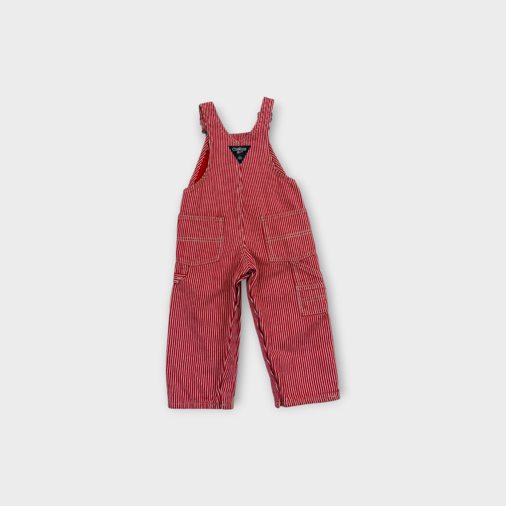 Retro Oshkosh B'Gosh Red Hickory Overalls, Size 1