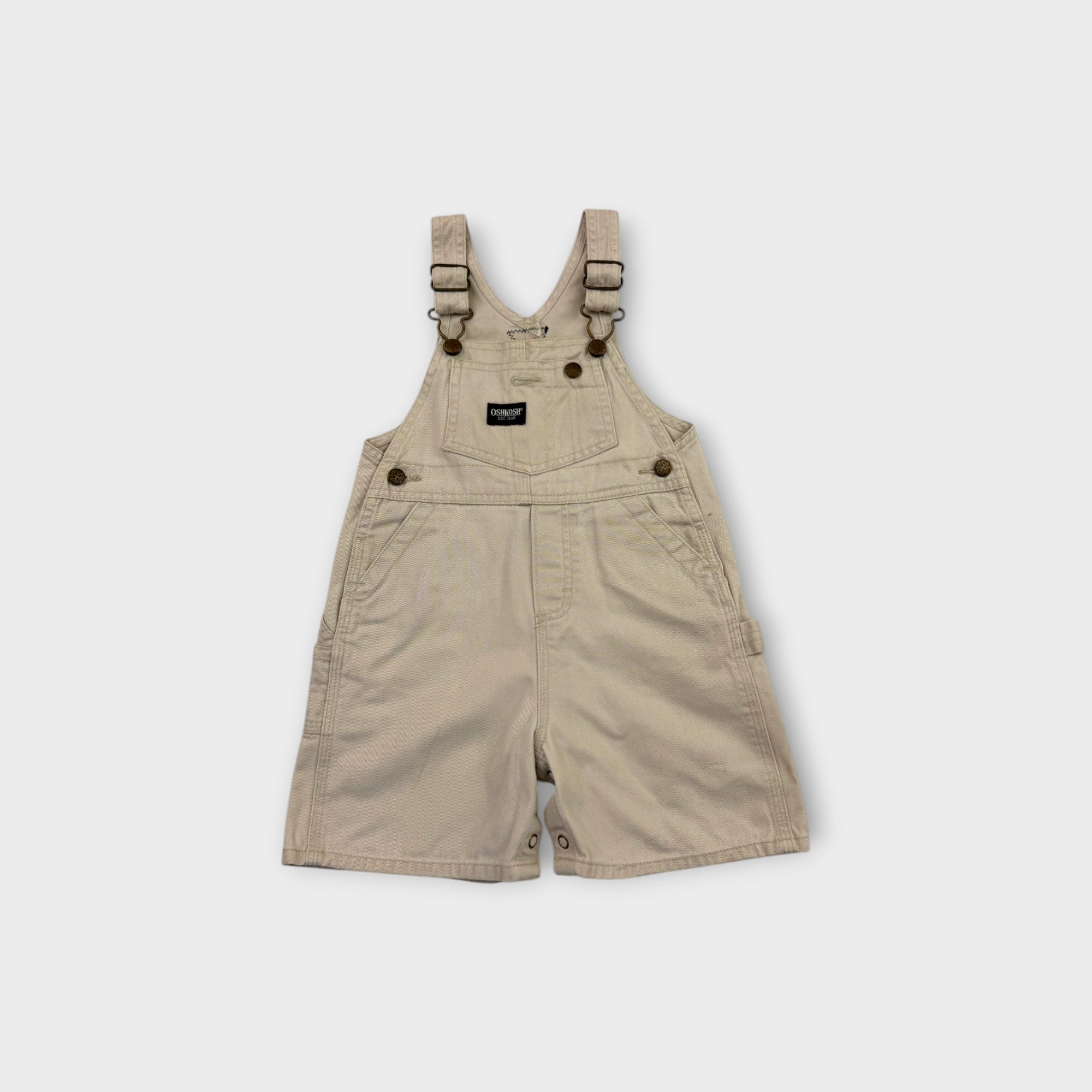Vintage OshKosh B'Gosh Khaki Carpenter Shortalls, Size 1