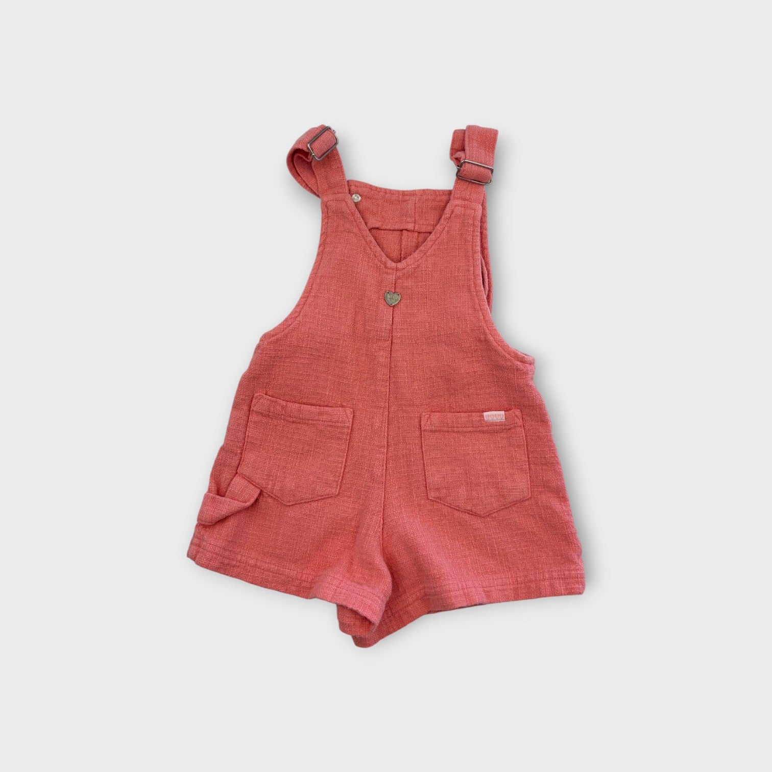 Pink Woven Shortalls, Size 1-2