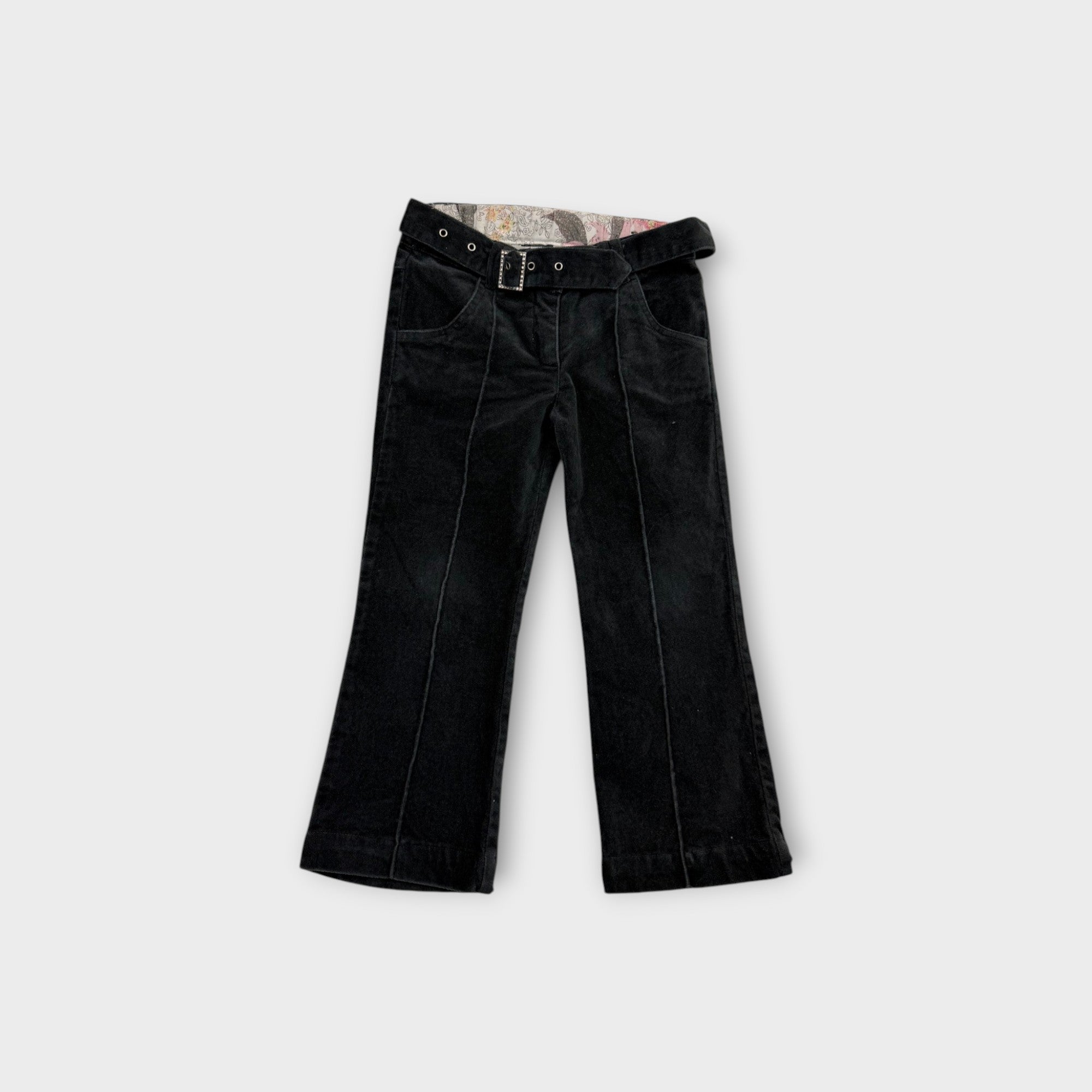 Retro Black Velour Pants, Size 3