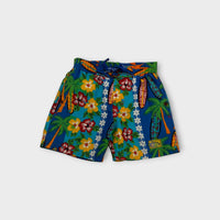 Plaid Fish Retro Style Swim Shorts, Size 2-3