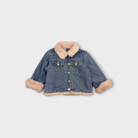 Retro Pumpkin Patch Sherpa Denim Jacket, Size 3