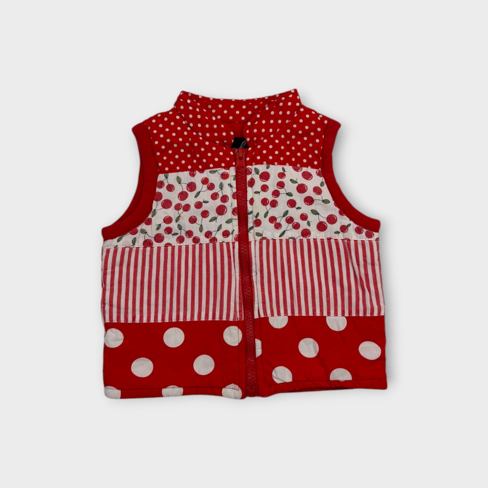 Oobi Red Patchwork Vest, Size 1