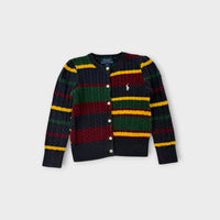 Polo RL Stripe Cable Knit Cardigan, Size 3