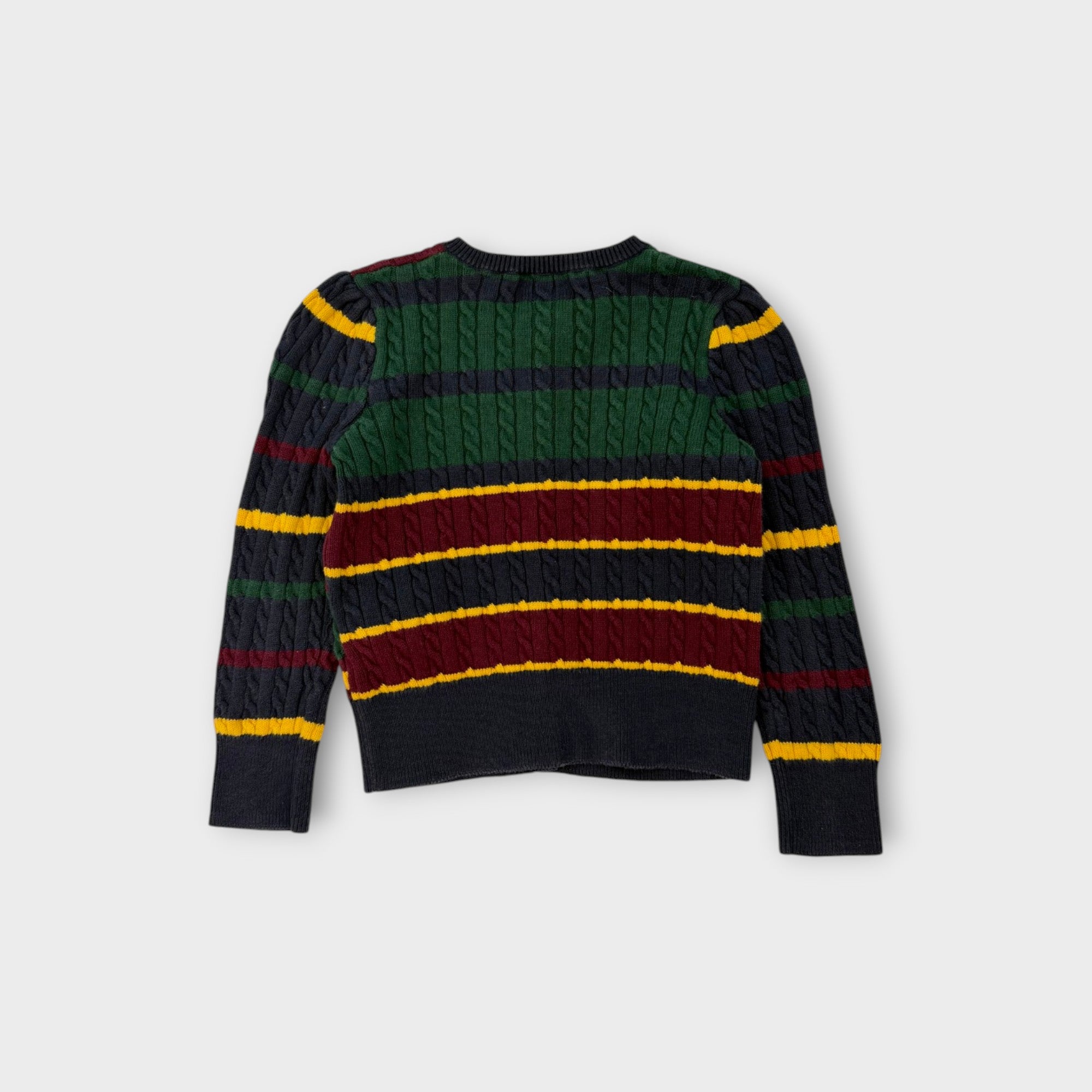 Polo RL Stripe Cable Knit Cardigan, Size 3