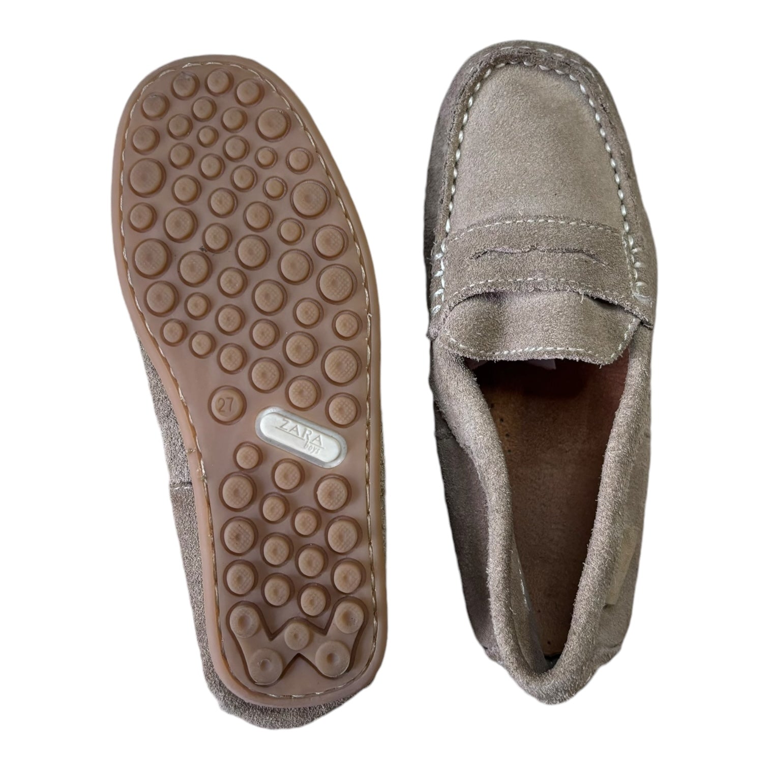 Zara Tan Suede Loafers, Size EUR 27