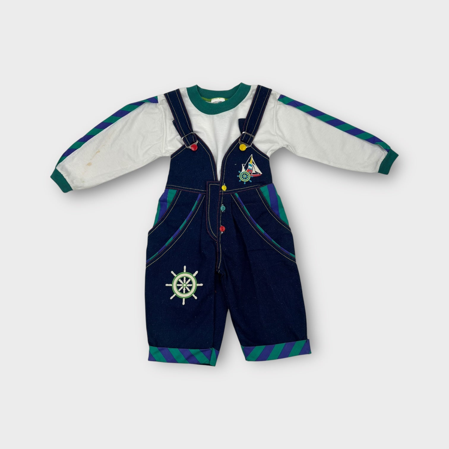 Vintage Overalls & Long Sleeve Set, Size 2-3