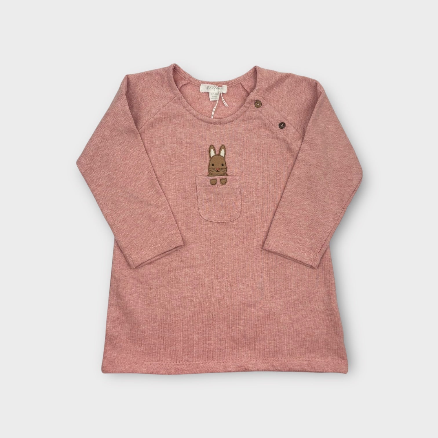 Purebaby Pink Bunny Sweater Dress, Size 1