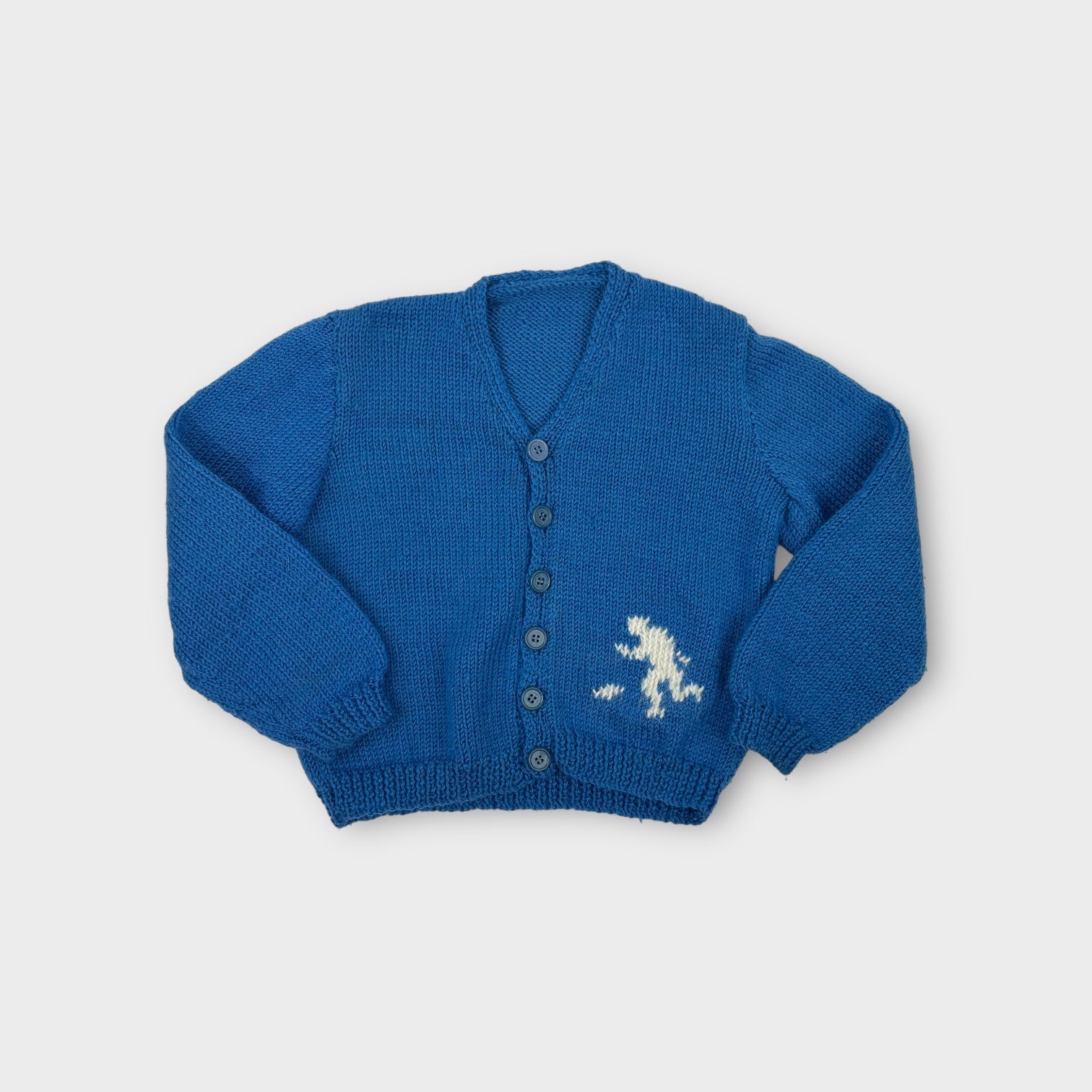Retro Blue Knit Cardigan Size 3