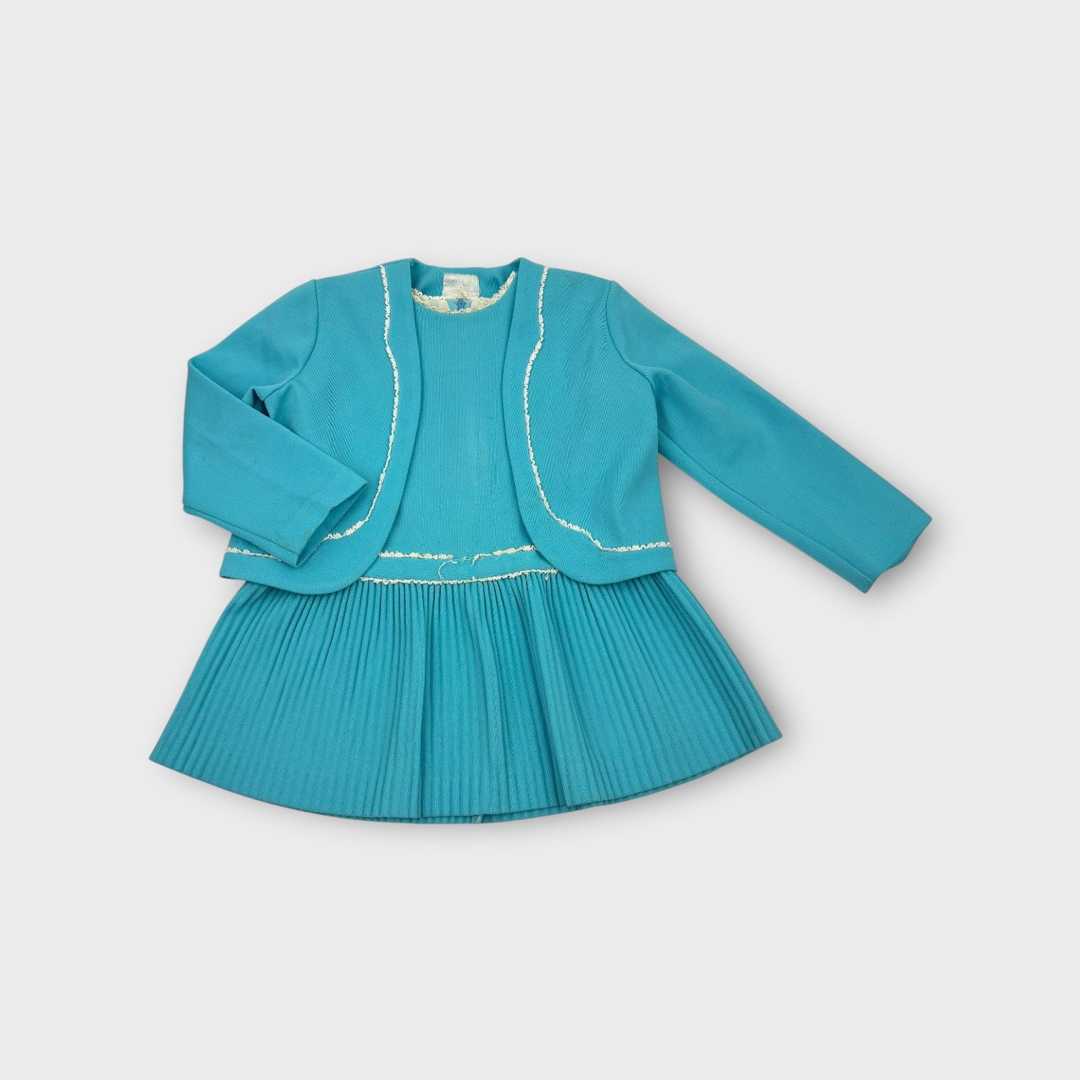 Vintage Teal Dress and Jacket Set, Size 3