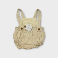 Blue Daisy Cream Muslin Romper, Size 000