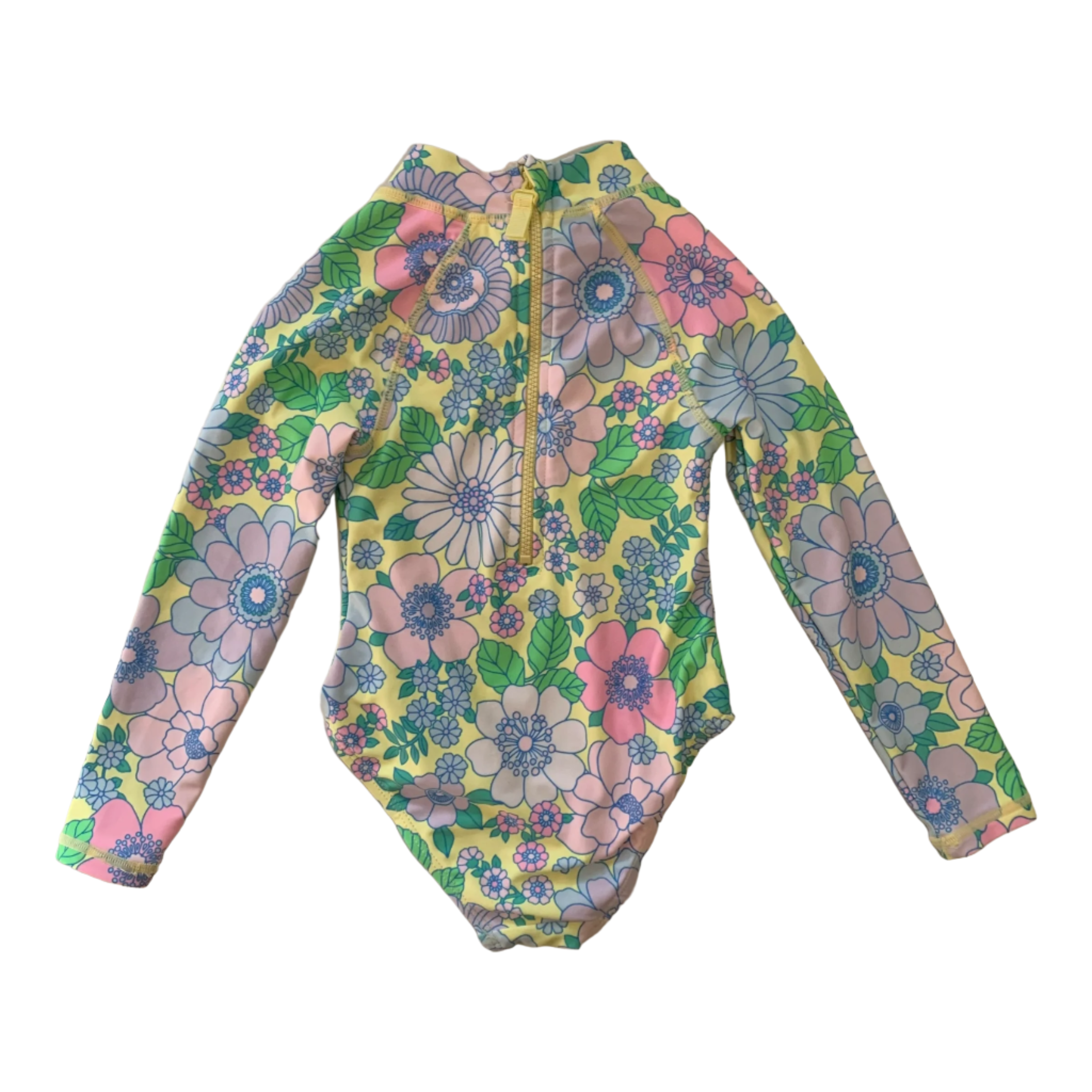 Yellow Floral Swimsuit, Size 3