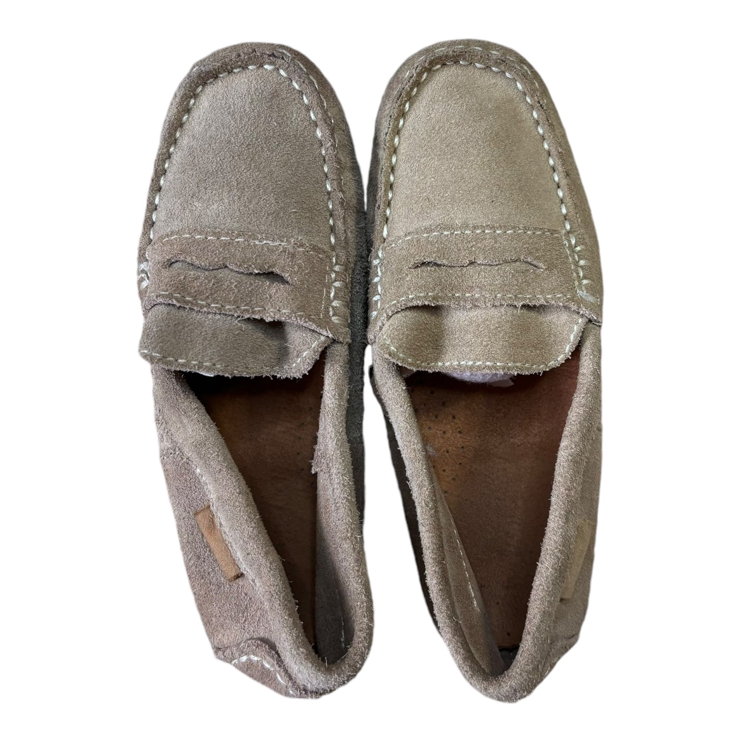 Zara Tan Suede Loafers, Size EUR 27
