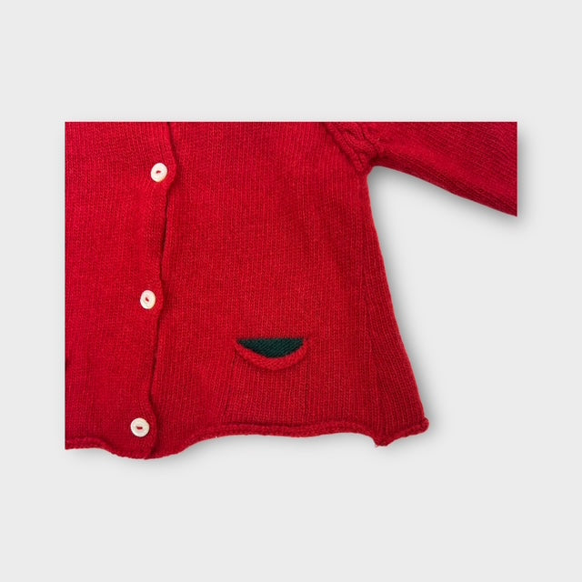 La Stupenderia Red Knit Cardigan, Size 000