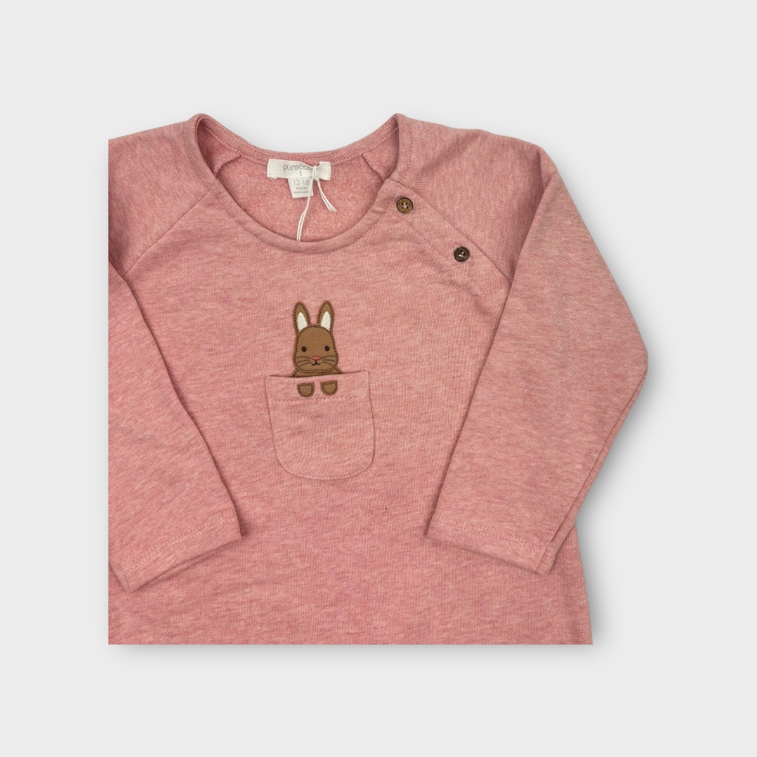 Purebaby Pink Bunny Sweater Dress, Size 1