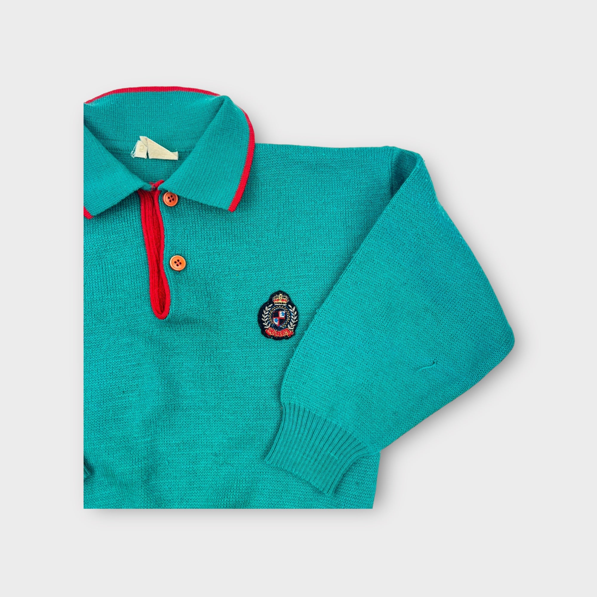 Vintage Green and Red Knit Jumper, Size 5