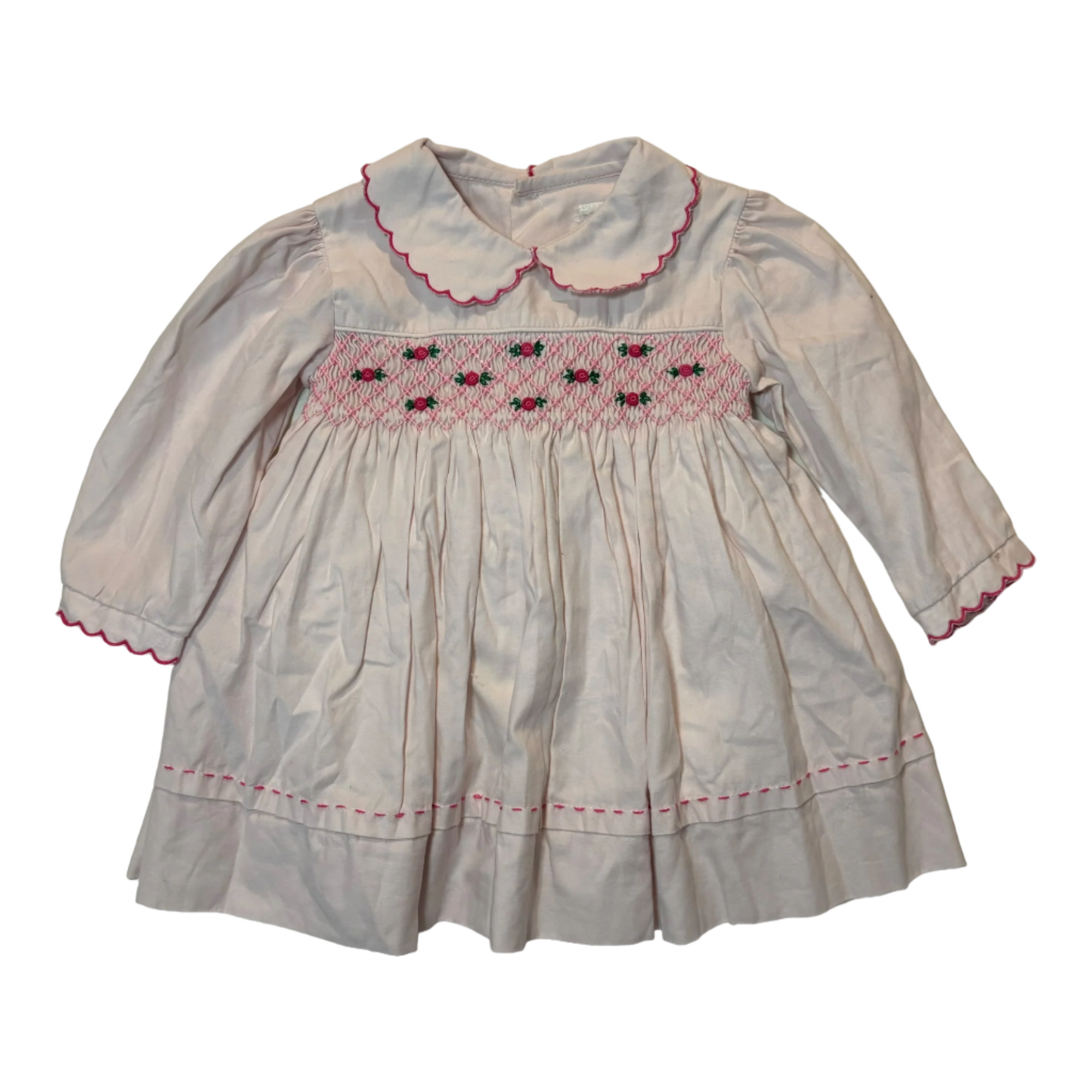 Pink Smocked Long Sleeve Dress, Size 000