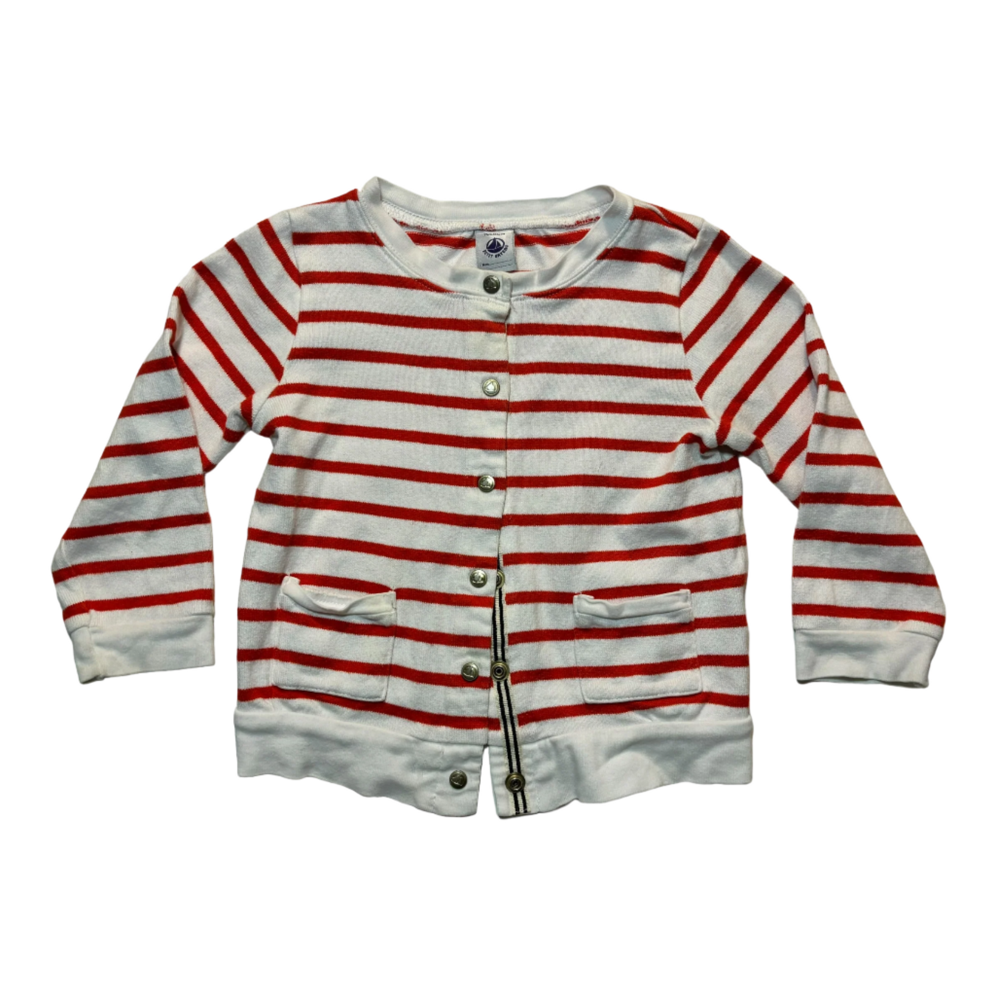 Petit Bateau Red Stripe Cardigan, Size 2