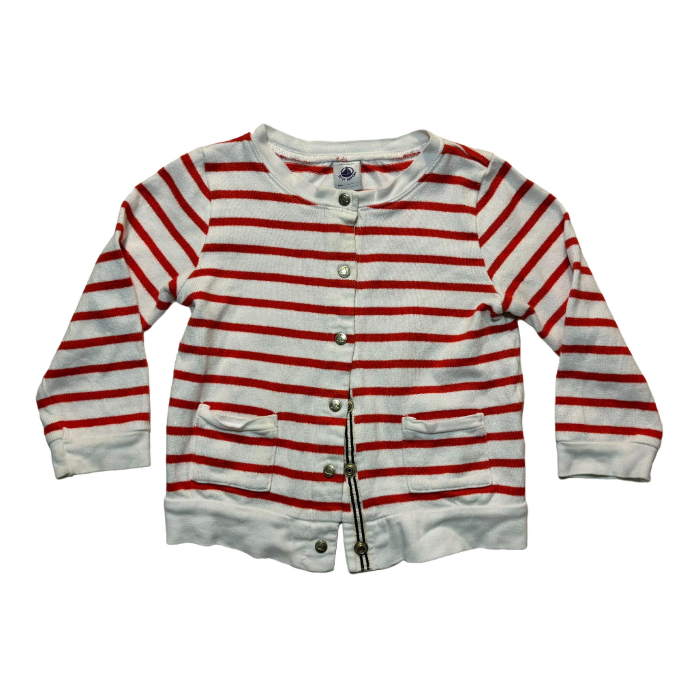 Petit Bateau Red Stripe Cardigan, Size 2