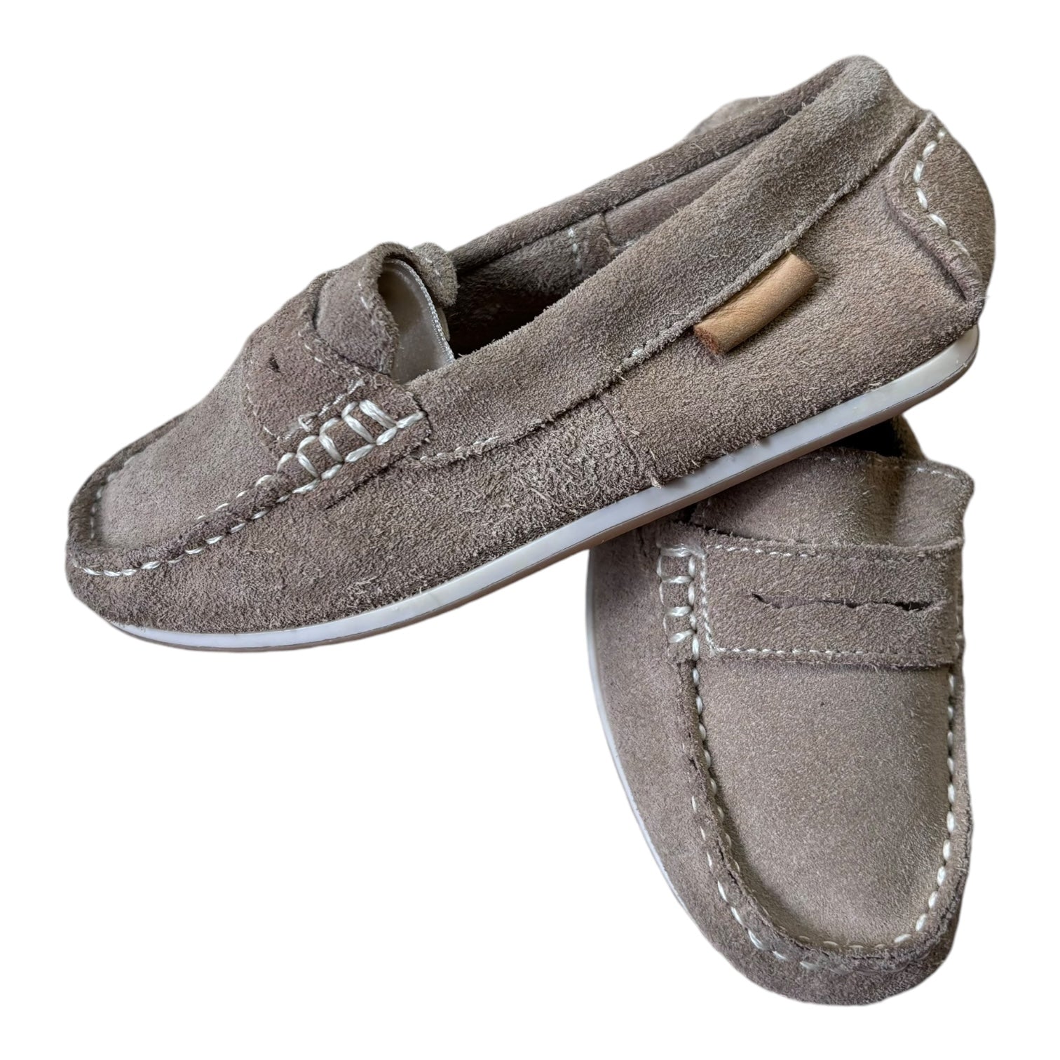 Zara Tan Suede Loafers, Size EUR 27