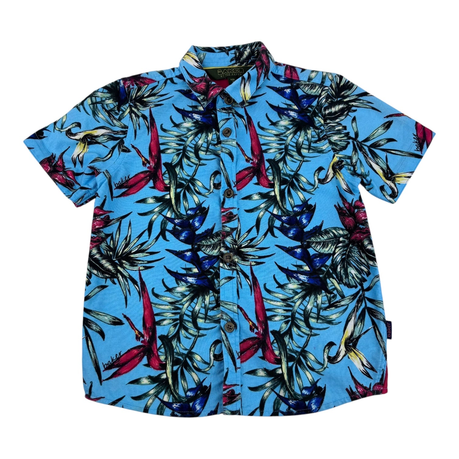Ted Baker Blue Floral Print Shirt, Size 3