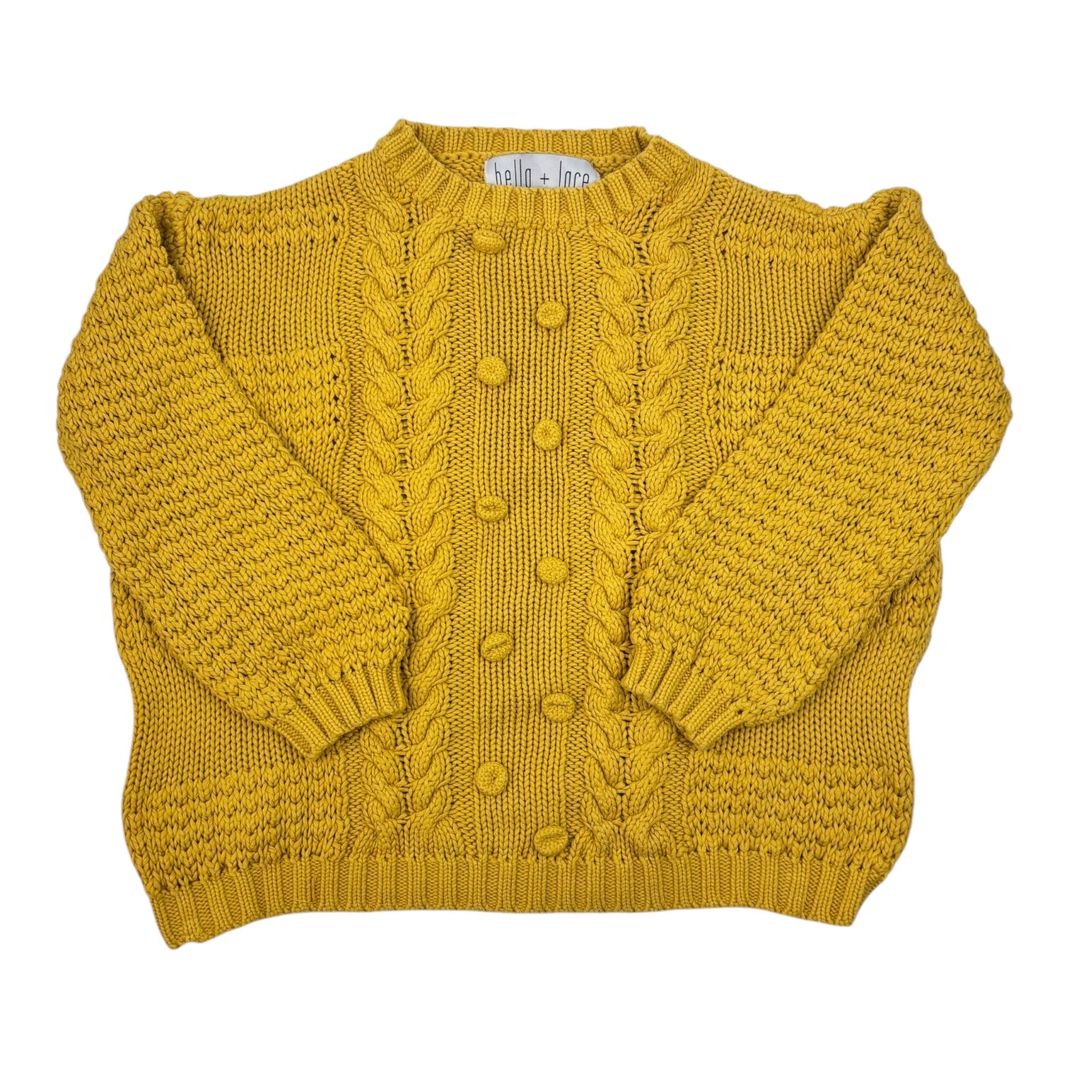 Bella & Lace Yellow Cable Knit, Size 10-12