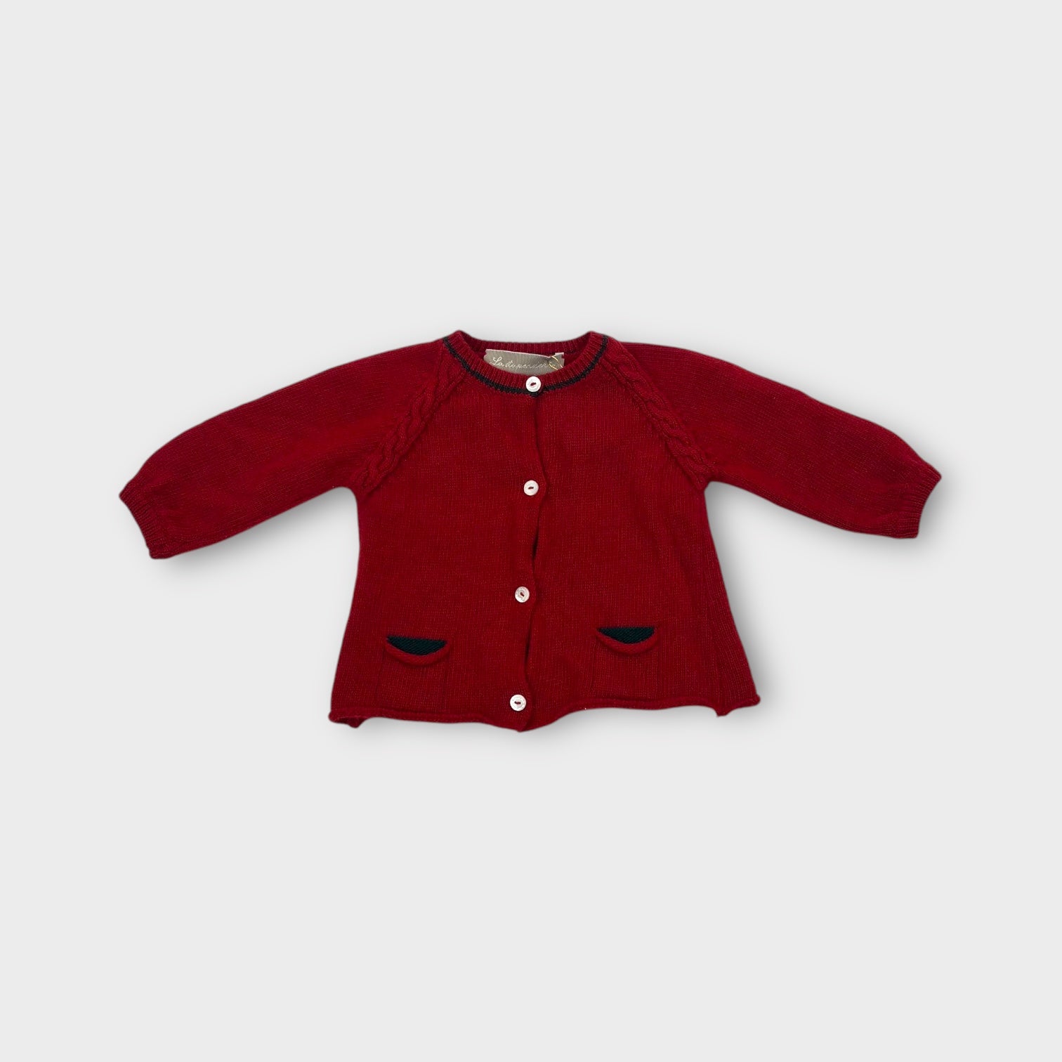 La Stupenderia Red Knit Cardigan, Size 000
