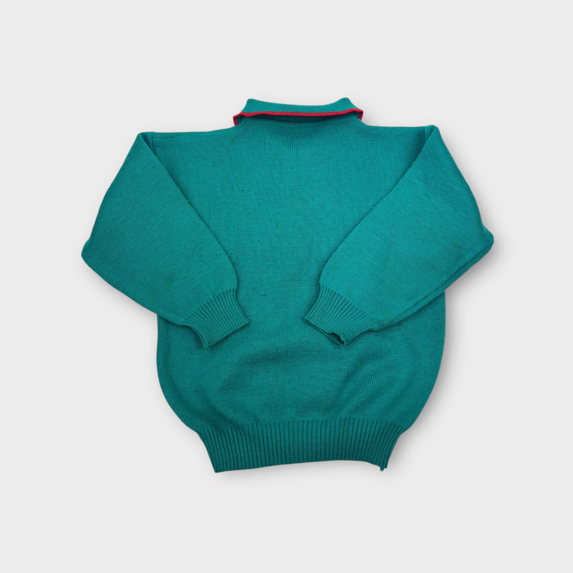 Vintage Green and Red Knit Jumper, Size 5