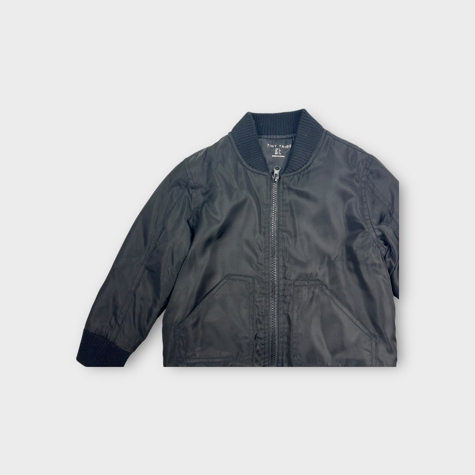 Tiny Tribe Black Bomber Jacket, Size 5