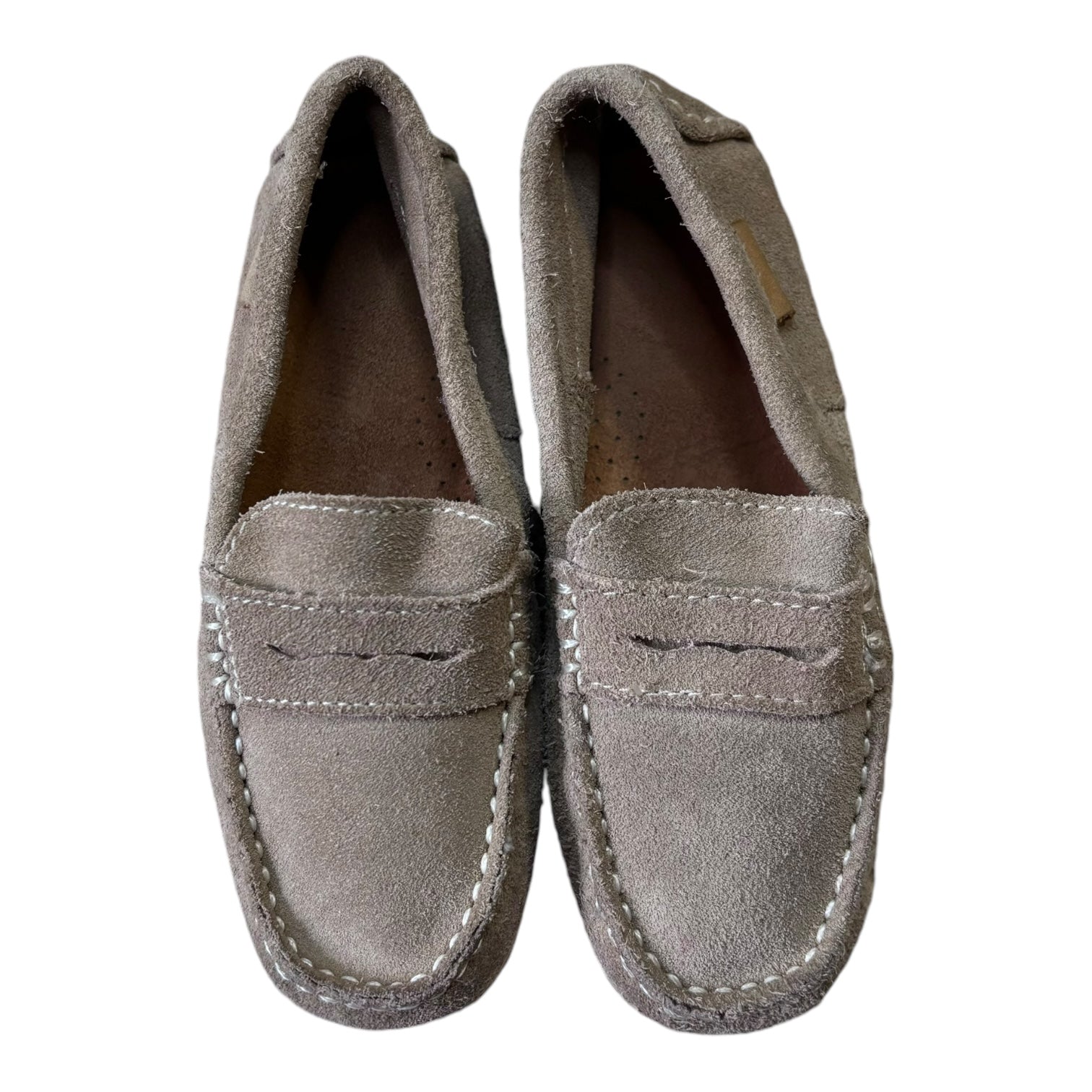 Zara Tan Suede Loafers, Size EUR 27
