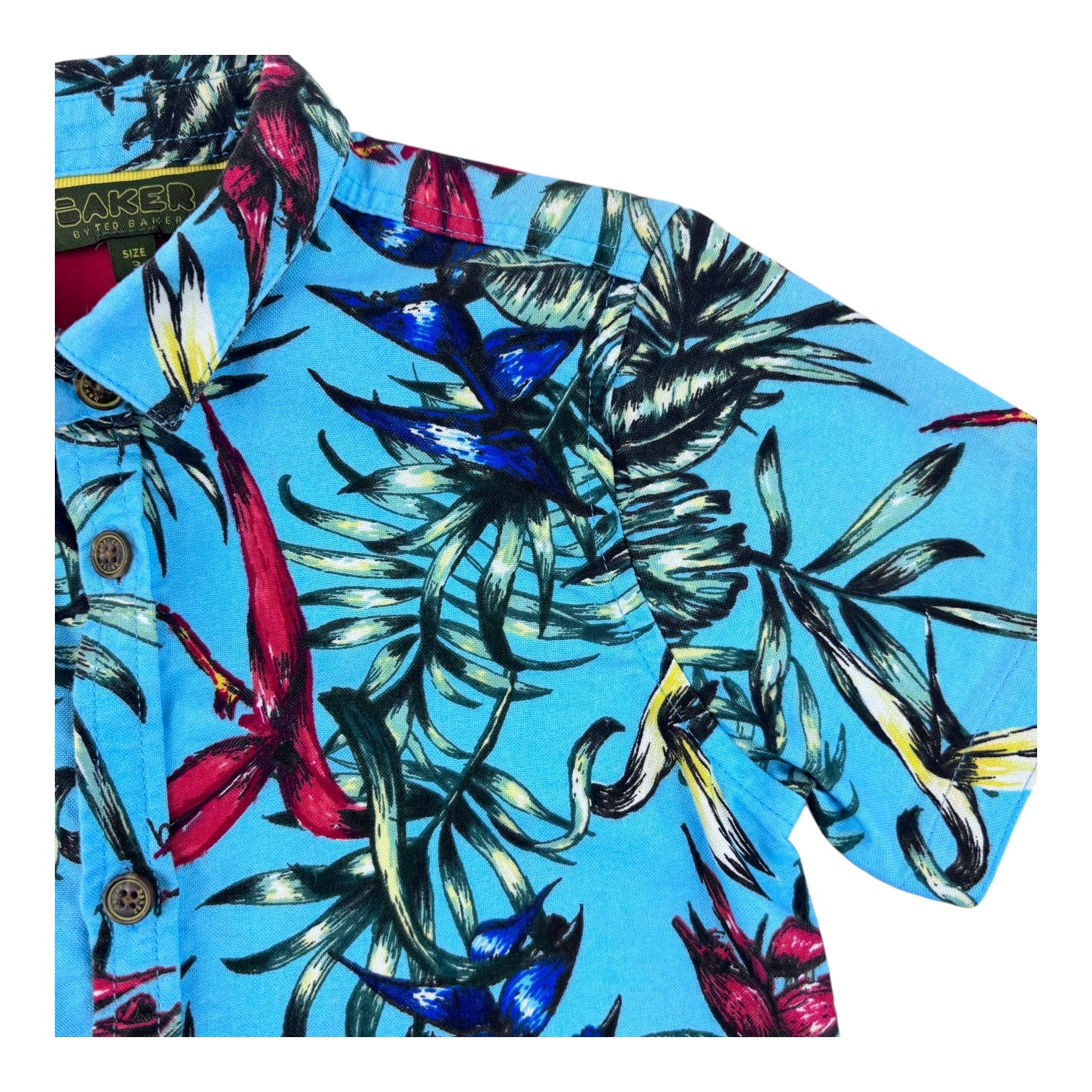 Ted Baker Blue Floral Print Shirt, Size 3
